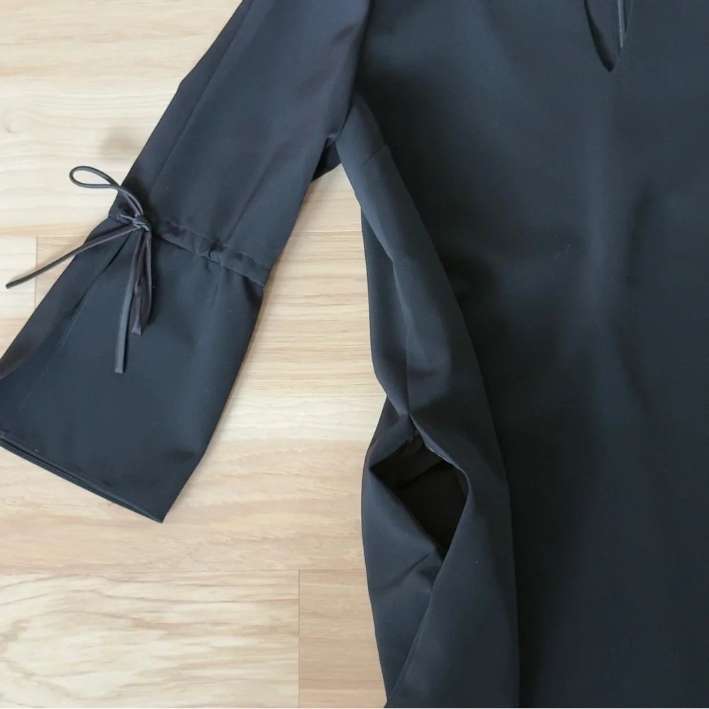 Lafayette 148 Dress Size M 3/4 Sleeve Shift Black Tie Sleeves Tech Cloth Pockets - Picture 9 of 11